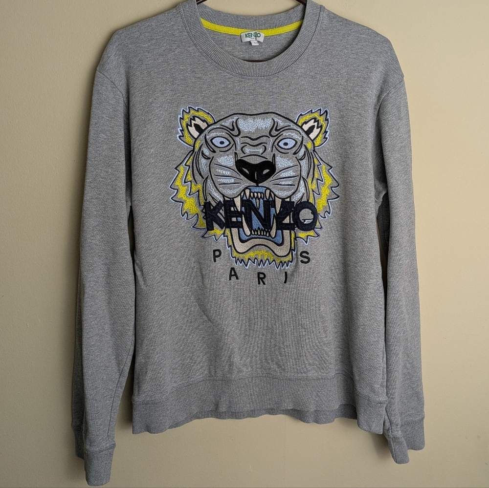 Kenzo gray blue tiger logo sweatshirt